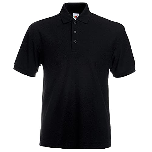 Image of Fruit Of The Loom 65/35 Men's Pique Short Sleeve Polo Shirt, black, XL