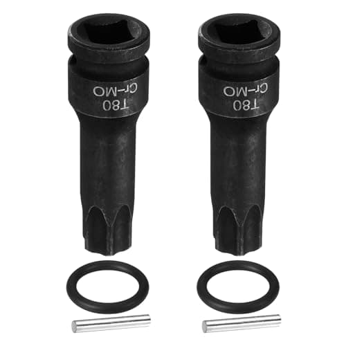 Image of sourcing map 2pcs 1/2" Drive Torx Bit Socket T80 Impact 6 Point Star Bit Sockets CR-MO Steel with Cotter Pin and O-Ring for Power Drill Drivers Garage Workshop Adapter