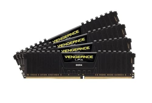 Image of Corsair CMK64GX4M4A2400C14 Vengeance LPX DDR4 2400 MHz C14 XMP 2.0 High Performance Desktop Memory Kit, Black, 64 GB (4 x 16 GB)