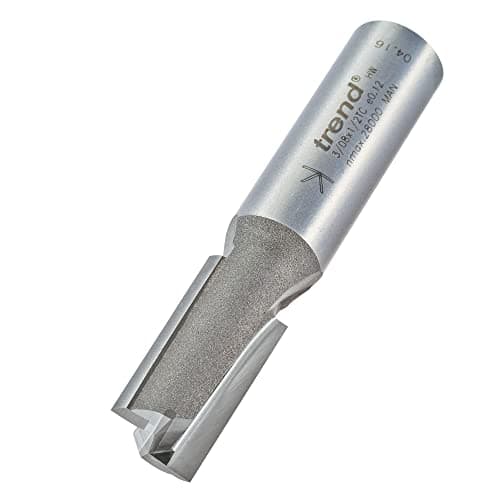 Image of Trend Professional Straight Two Flute Router Cutter, 1/2 Inch Shank, 12.7mm Cut Diameter, 25mm Cut Length, Tungsten Carbide Tipped, 3/08X1/2TC