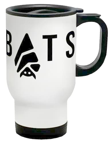 Image of Shopagift Bat Appreciation Day Travel Mug Hung Upside Down Bat Stainless Steel 14oz Cup