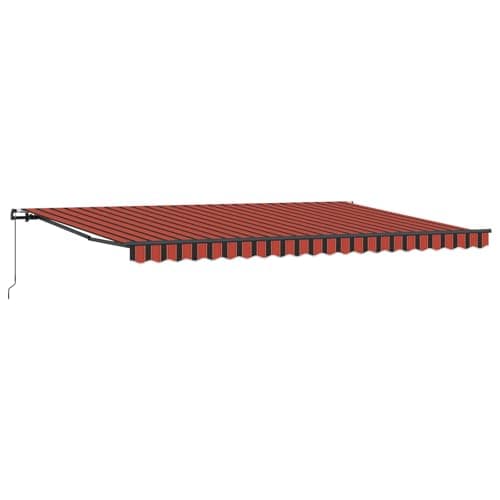 Image of vidaXL Retractable Awning Manual Orange and brown 500 x 350 cm, Garden and Terrace, Rectangular, Modern, Retractable Awning, Outdoor Shade, Weather Resistant, Summer Shelter, Patio Cover