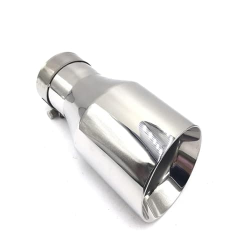 Image of 1 Piece Universal Exhaust System End Chrome Pipe+Car Tip 304 Stainless Steel Car Tail Throat Exhaust Pipe(63MM IN-89MM OUT)