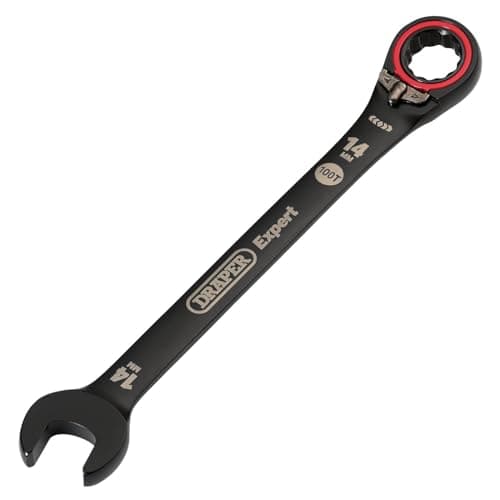 Image of Draper 03904 Expert HI-TORQ Metric Reversible Ratchet Combination Spanner, 14mm, Black