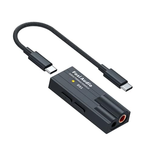 Image of Fosi Audio DS1 Portable DAC Headphone Amplifier with ES9038Q2M Chip, Supports PCM 32-bit/768kHz & DSD512, 3.5mm & 4.4mm Outputs for Hi-Fi Audio, USB DAC Amp for Headphones