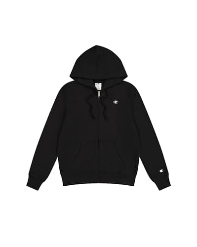 Image of Champion Women's Legacy Basics W-Light Powerblend Fleece Full-Zip Hooded Sweatshirt, Black, XL