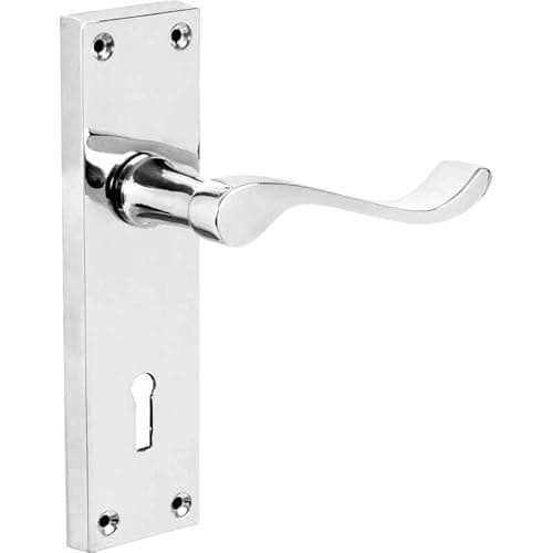 Image of Designer Levers - Victorian Scroll Lever Door Handles - Polished Chrome - 1 Pair - Locking Door Handle - Lock