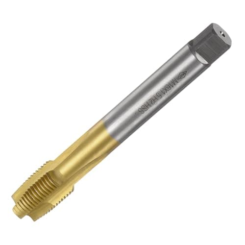 Image of sourcing map Spiral Point Plug Threading Tap M18 x 1.5 Thread, Ground Threads H2 3 Flutes, High Speed Steel HSS 6542, Titanium Coated, Metric Screw Taps Tapping Bit for Thread Repair