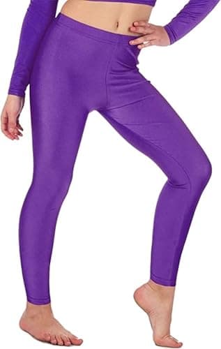 Image of BOOM Prime Women’s Shiny Leggings Stretch Gym Yoga Dance Activewear Footless Elastic Waist S–XXL (as8, Alpha, l, XL, Regular, Regular, Purple, L/XL)