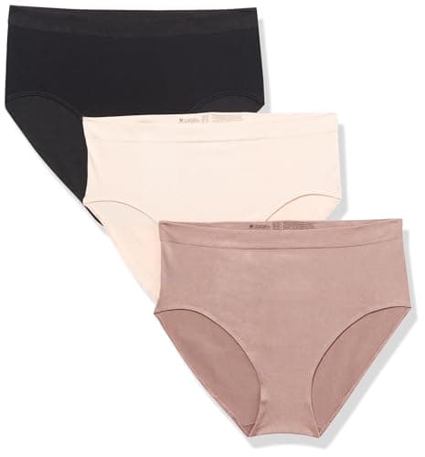 Image of Wacoal Women's B Smooth Brief Panty 3 Pack, Rose Dust, Deep Taupe, Black, XL