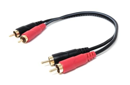Image of DRUT 2 x RCA Audio Cable – Stereo Male to Male Lead with Gold-Plated Plugs for Amplifier, Active Speakers, Subwoofer, Turntable, HiFi & Home Audio Systems (0.3m)