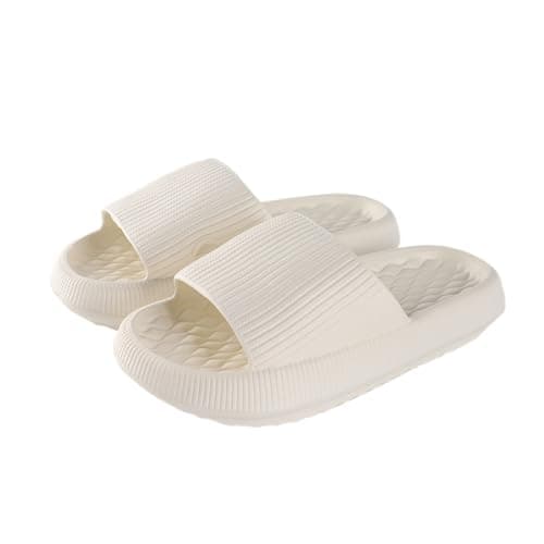 Image of Cloud Sliders for Women and Men, Non-Slip Shower Bathroom Slippers, Pillow Slides for Beach, Pool, and Outdoor Use (White, Adult, Women, 5, Numeric Range, UK Footwear Size System, 5.5, Medium)