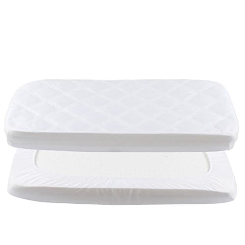 Image of Yoofoss Next to Me Crib Mattress Protector 51 x 85 cm Waterproof Next to Me Mattress Protector for Breathable & Comfortable Baby Mattress Cover White