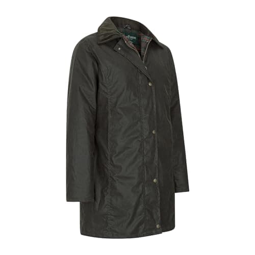 Image of New Forest Ladies Longer Length Wax Jacket (UK, Numeric, 20, Regular, Regular, Olive)