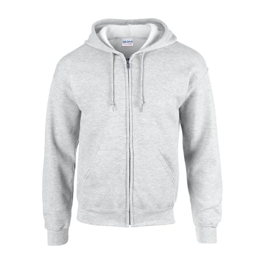 Image of Gildan Heavy Blendâ Full Zip Hooded Sweatshirt Sweatshirt, Ash Grey, L Unisex Adult, Ash Grey, L