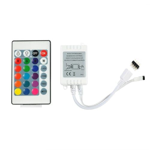 Image of LondonExpress RGB Control Box + 24 keys IR Remote Controller For 3528 5050 12V LED Strip Light 1 or 2 outputs UK (One Output)
