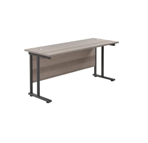 Image of Jemini Rectangular Double Upright Cantilever Desk 1600x600mm Grey Oak/Black KF820093