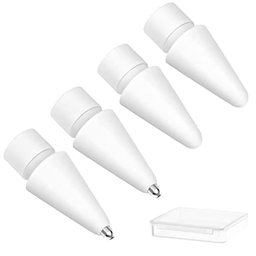 Image of flintronic 4 Pcs Pencil Replacement Tips Stylus Nibs, Compatible with 1st and 2nd Generation, High Sensitivity Precise Control, Plastic Pen Tips*2 + Metal Wear-Resistant Pen Tips*2 (White)