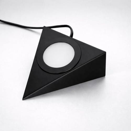 Image of LEDBRITE Triangle LED Under Cabinet Light, Matt Black, 3 CCT 3000K - 6500K, 2W 200lm, 240V Mains, Stainless Steel, Built in Driver, Kitchen Cabinet Light