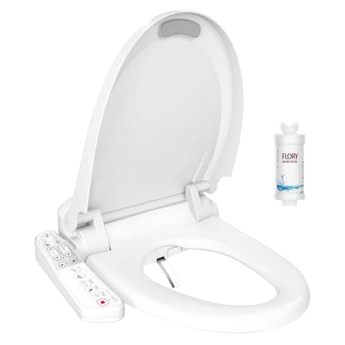 Image of Electric Smart Bidet Toilet Seat with Dryer, Heated Toilet Seat with Water Filter, Self-Cleaning Nozzle, Bubble Cleaning Technology, LED Night Light (Curved)