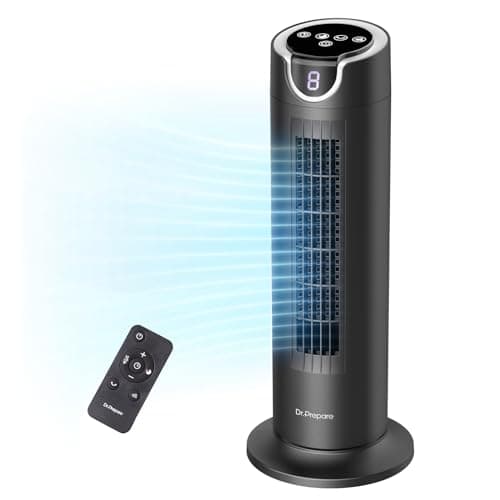 Image of DR.PREPARE Tower Fan for Bedroom, 25 dB Quiet DC Bladeless Fan with Remote, 8 Speeds, 1-8H Timer, 80° Oscillating Fans for Indoors, 16 Inch Portable Desk Table Fan for Room, Home, Office