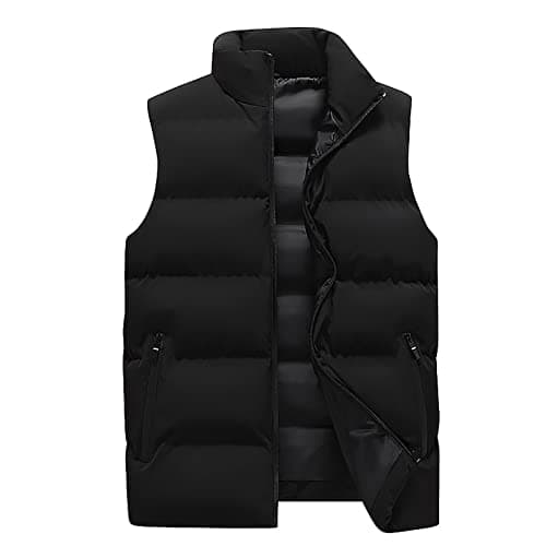 Image of Padded Gilet for Men UK Plus Size Bodywarmer Warm Winter Jacket Puffer Vest Lightweight Sleeveless Body Warmer Jacket with Zip Pockets Quilted Thick Windproof Outwear Puffer Coat Size M-5XL