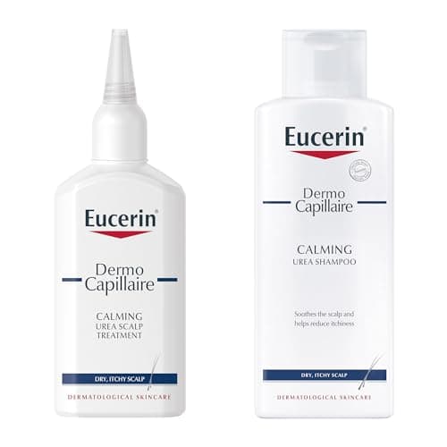 Image of Bundle of Eucerin DermoCapillaire Calming Urea Dermatitis Shampoo 250ml & Eucerin DermoCapillaire Calming Urea Scalp Treatment 100ml, Dermatitis Shampoo and Hair Serum, Soothes Itchy and Dry Scalp