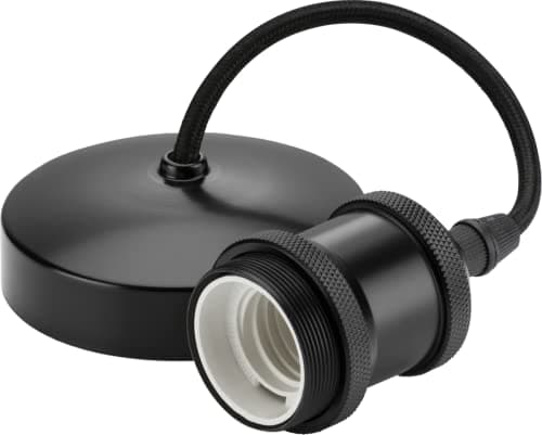 Image of Knightsbridge 6" E27 Vintage Pendant Set - Matt Black (8271MB),150mm
