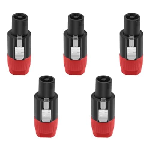Image of Wesafrae 5PCS NL4FC 4 Pin Twist Lock Speaker Connector Plug for NL4FX NLT4X NL2FC Audio Cable Adapter Accessory Red