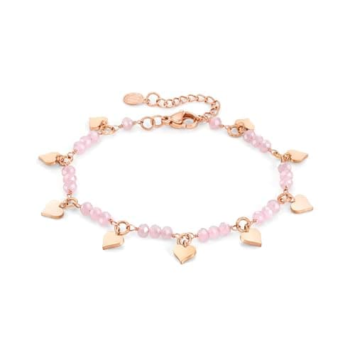 Image of Nomination® - Women's Heart Charm Bracelet, Mon Amour Collection in Steel and Crystals, Rose Gold Finish, Adjustable Length 16-19 cm, Elegant, Women's Gift, Made in Italy, Original Box