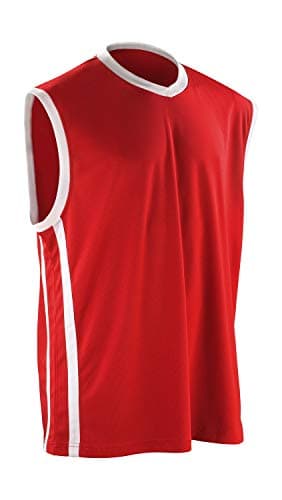 Image of Spiro Men's Basketball Quick Dry Tops - Red/White, X-Large