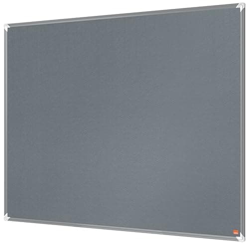 Image of Nobo Premium Plus Felt Notice Board 1200x900mm – Grey |Pin Board for Wall, Office Noticeboard, Display Board, Felt Memo Board, Vision Board, Mood Board, EU Ecolabel Certified
