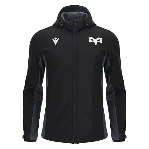 Image of Macron Ospreys Rugby 2025/26 Adults Softshell Heavy Jacket Black (UK, Alpha, 5XL, Regular, Regular)