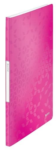Image of Leitz A4 Display Book, 20 Pockets, 40 Sheet Capacity, Transparent Pockets, Metallic Pink, WOW Range, 46310023