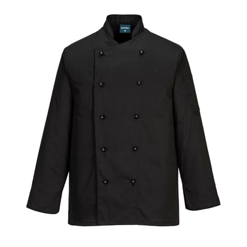 Image of Portwest Somerset Chefs Jacket L/S, Size: M, Colour: Black, C834BKRM