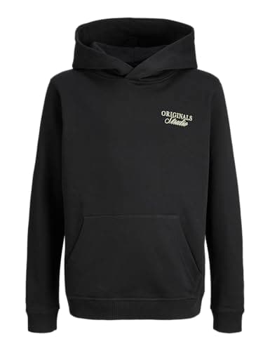Image of JACK & JONES Jornorrebro Typo Back Sweat Hood Sn Jnr Black