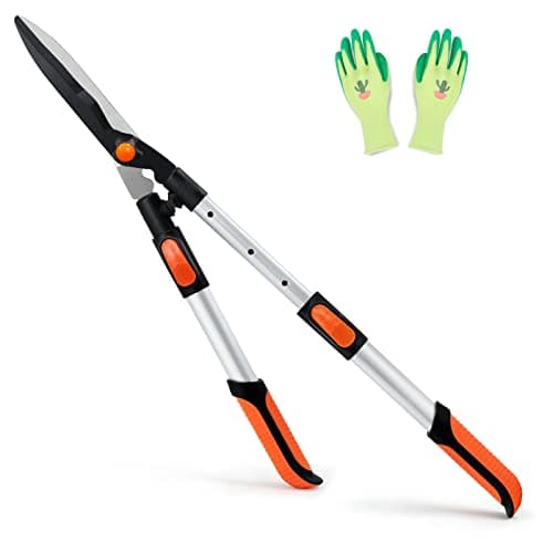 Image of Colwelt Telescopic Hedge Shears 62cm to 80cm, Extendable Garden Hedge Clippers for Trimming Borders, Boxwood, and Bushes, Lightweight Garden Shears with Aluminum Handle, Carbon Steel Sharp Blades