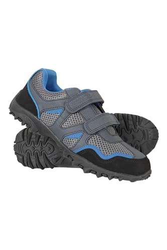 Image of Mountain Warehouse Mars Kids Non Marking Shoes - Lightweight, Breathable, Comfortable, Hook & Loop Straps, Boys & Girls – for Spring Summer & Outdoors Navy Kids Shoe Size 10