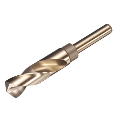Image of sourcing map 22mm Drill Bit 1/2" Reduced Shank 3-Flat M2 High-Speed Steel Twist Gold Finish 135° Bits for Hard Metal Stainless Steel,1pcs