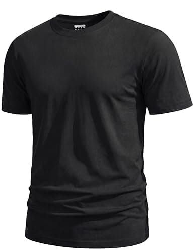 Image of TACVASEN Mens Casual Shirts Crew Neck Soft Cotton Short Sleeve T Shirts for Men Summer Quick Dry Tshirt for Men Adult Black M