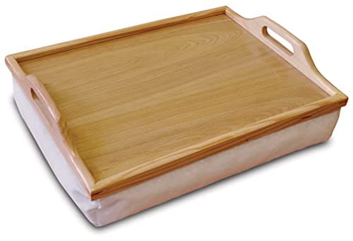 Image of Aidapt Wooden Lap Tray with Handles and Cushion Handles on Side Give Great Stability Lightweight for Carrying Fully Portable, Use in any Room Easy Clean Tray Eat, Read, Work on your Lap Top