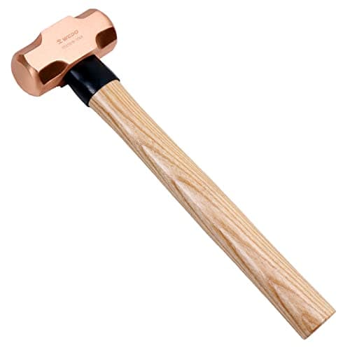 Image of WEDO 450g(1lb) Copper Sledge Hammer with Hickory Wooden Handle, DrillingHammers, Club Hammer, Long Shock Absorbing Non Slip Handle,Hardened Hammerhead, Length 310mm(12"),Die-Forged