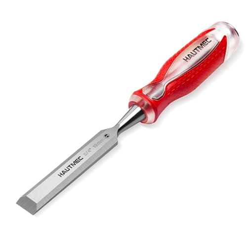 Image of HAUTMEC 19mm Wood Chisel for Woodworking, Full Tang Drop-Forged CR-V Steel Beveled Edge Blade with Ergonomic Non-Slip Handle and Heavy-Duty Strike Cap