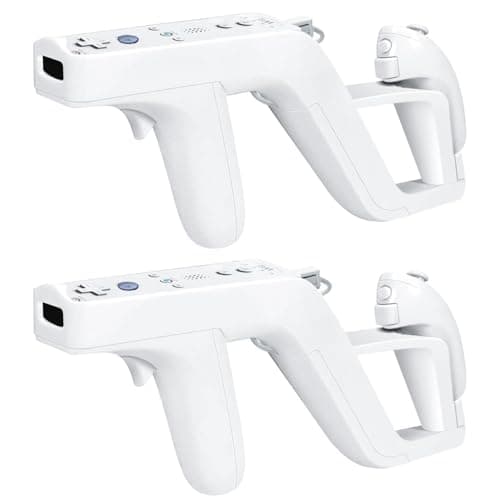 Image of TNP Products Zapper Gun for Nintendo Wii Wireless Blaster Remote Wiimote Controller Game Attachment, Links Remote Nunchuk for Shooting Sport Games - Light White
