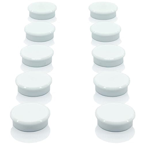 Image of PYJLBX Small Round Fridge Magnets - 10 Pack White Strong Mini Round Craft Magnets for Whiteboards, Notice Boards, Office Organisation, School & Classroom Supplies, Cute Decorative Magnets for Adult