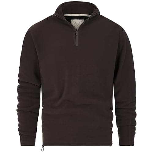 Image of Blu Apparel Mens 1/4 Zip Fleece Sweater Mid Weight Hiking Outdoor Camping Jumper For Men Pullover (UK, Alpha, L, Regular, Regular, Charcoal)