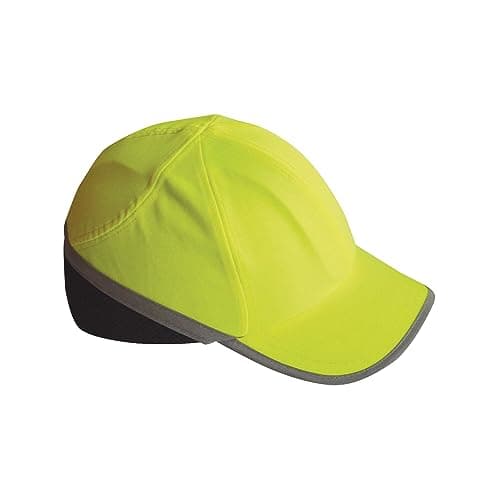 Image of Portwest PW79 Hi-Vis Bump Cap Mens Long Peak Hard Hat Alternative Safety Work Cap Head Protection Adjustable Lightweight Warehouse Logistics Factory Engineering Mechanic, Yellow, One Size