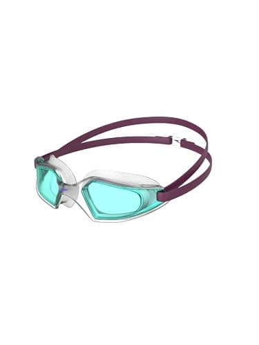 Image of Speedo Unisex-Youth Hydropulse Swimming Goggle | Comfortable Fit | Adjustable Design | Anti-fog | Anti-leak Goggles, Deep Plum/Clear/Light Blue, One Size