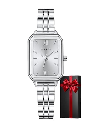 Image of CIVO Womens Watch Silver Waterproof: Stainless Steel Rectangle Wrist Watch - Analogue Quartz Ladies Watches - Classic Gifts for Women