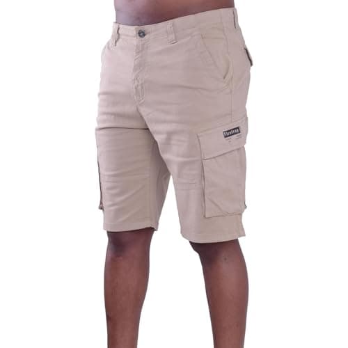 Image of Firetrap Mens Cargo Chino Shorts – Lightweight Summer Casual Combat Shorts with Multi Pockets for Travel, Hiking, Beach, or Daily Wear Stone 34